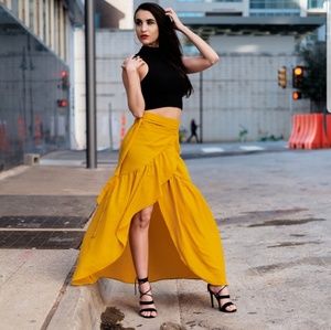 Yellow wrap skirt